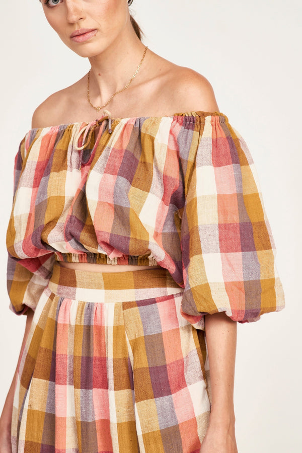 Capri Top in Sunset Plaid