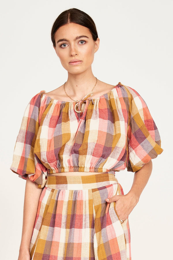 Capri Top in Sunset Plaid