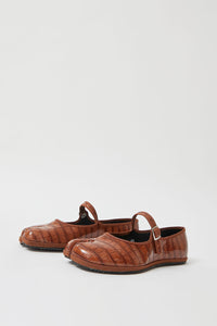 Drogheria Crivellini Fu-Tabi Mary Jane in Brown Faux Croc