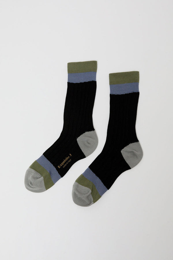 Exquisite J Colorblock Socks in Black