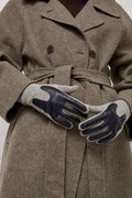 Exquisite J Gloves in Grey with Navy