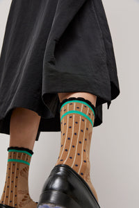 Exquisite J Paolina Jacquard Socks in Beige