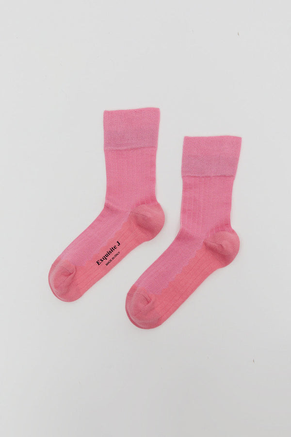 Exquisite J Short Cotton Viscose Socks in Pink