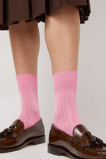 Exquisite J Short Cotton Viscose Socks in Pink