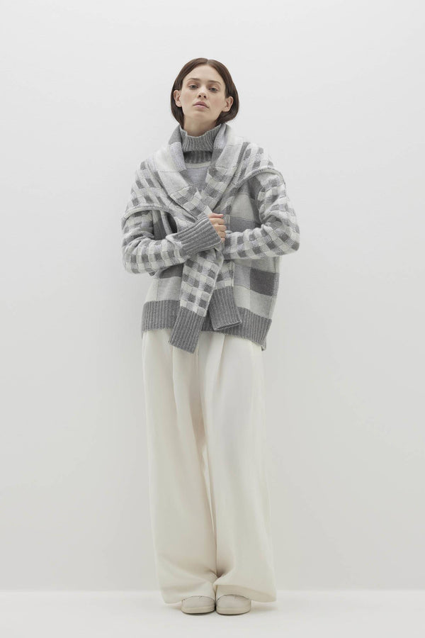 MIRELLA PLAID CASHMERE TURTLENECK SWEATER