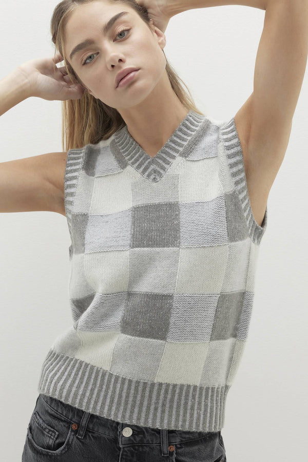 TALULAH PLAID CASHMERE SWEATER VEST