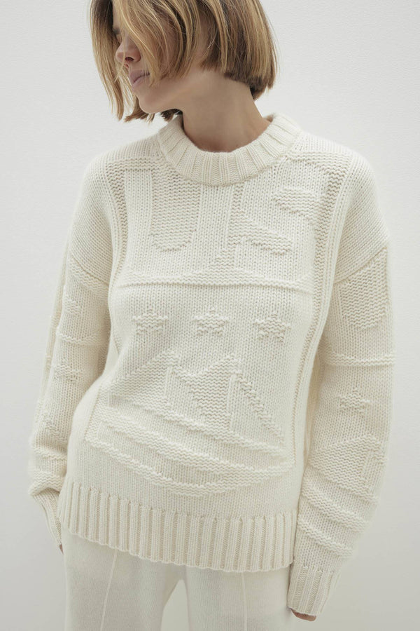 KENNEDY GRAPHIC CASHMERE CREWNECK SWEATER