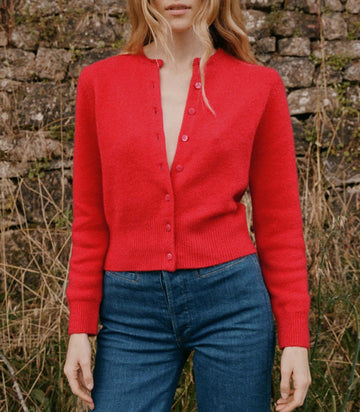 FAIRCHILD CASHMERE CARDIGAN -- TOMATO