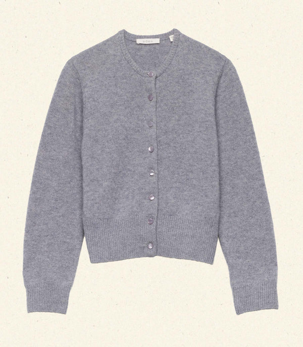 FAIRCHILD CASHMERE CARDIGAN -- PEBBLE GREY