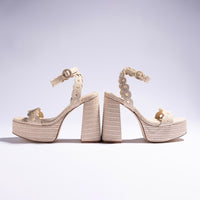 Dolly Broderie Sandal In Natural Raffia