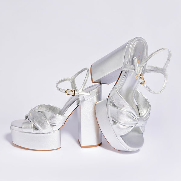 Vivienne Platform Sandal In Silver Metallic Leather