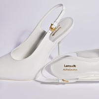 Larroudé x Altuzarra Pump In White Patent Leather