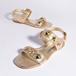 Madison Flat In Gold Metallic Leather