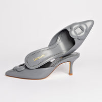 Flora Pump In Titanium Leather