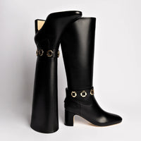 Milan Block Boot In Black Leather