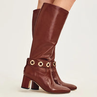 Milan Block Boot In Wine Leather