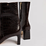 Alexis Bootie In Dark Croco Embroided Leather