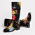 Larroudé x Markarian Flat Boot In Black Wool and Floral Embroidery