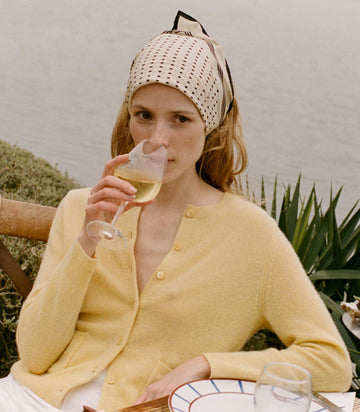 FREYA CASHMERE CARDIGAN -- LEMON CHIFFON