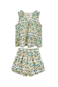 Pajama Short & Camisole Set in Garden Bird