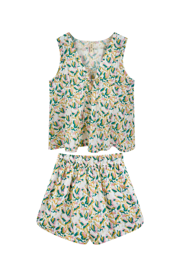 Pajama Short & Camisole Set in Garden Bird