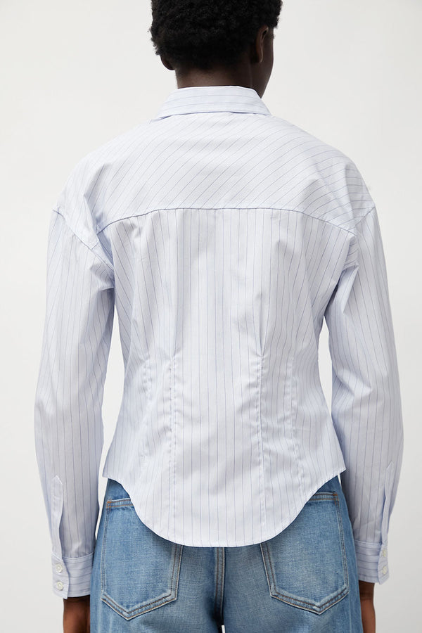 Heather Harlan Waisted Shirt in English Stripe