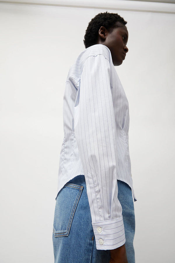 Heather Harlan Waisted Shirt in English Stripe