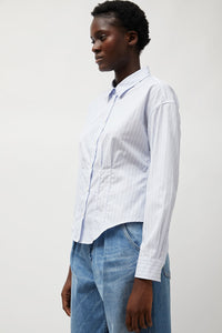 Heather Harlan Waisted Shirt in English Stripe