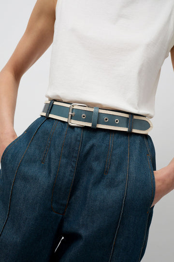 Herbert Frere Soeur La Hydra Belt in Crispy Bleu Gris and Crema