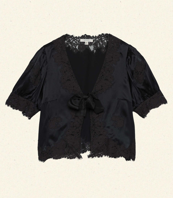 IDELLA TOP -- BLACK SILK