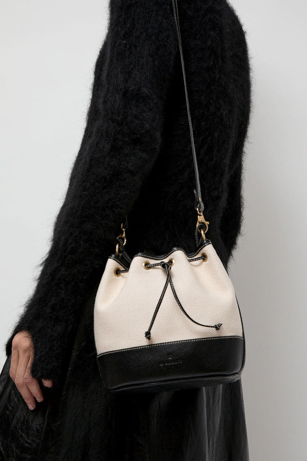 Il Bisonte Marini Bucket Bag in Natural and Black