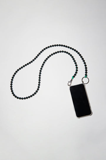 Ina Seifart Handykette Iphone Necklace in Black with Green Thread