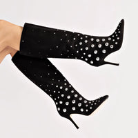 Kate Studs Boot In Black Suede