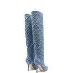 Kate Slouch Boot In Fringe Stellar Denim