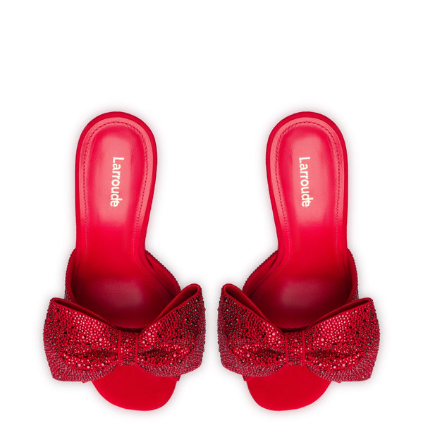 Elle Mule Crystal In Scarlet Suede