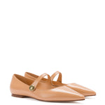 Caroline Flat In Tan Leather