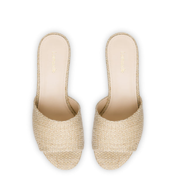 Miso Platform Sandal In Metallic Raffia