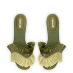 Ivy Fringe Flat In Seaweed Raffia