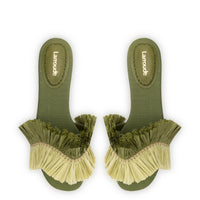 Ivy Fringe Flat In Seaweed Raffia