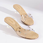 Vivi Lucite Mule in Clear Vinyl with Swarovski® Crystals