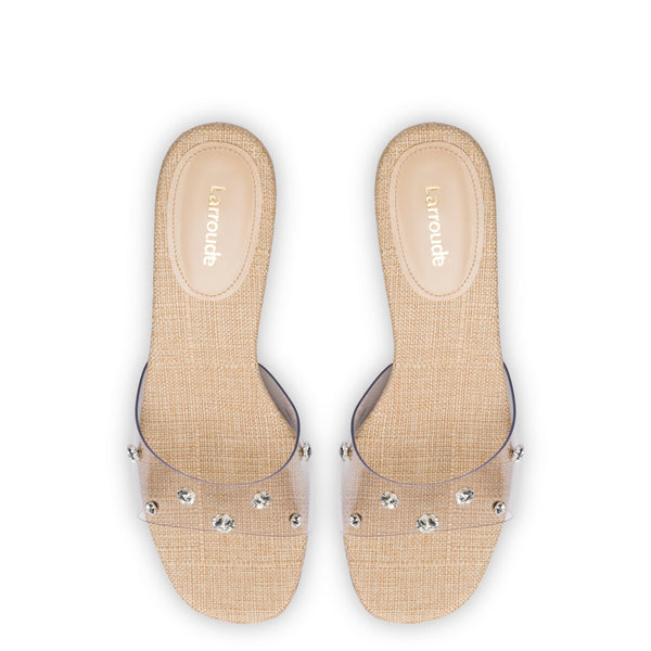 Vivi Lucite Mule in Clear Vinyl with Swarovski® Crystals