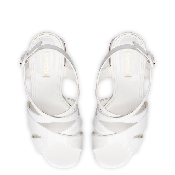 Bee Sandal In White Patent Leather