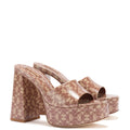 Dolly Mule In Dual Printed Caramel Saffiano Leather