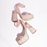 Dolly Broderie Sandal In Tulip Printed Raffia