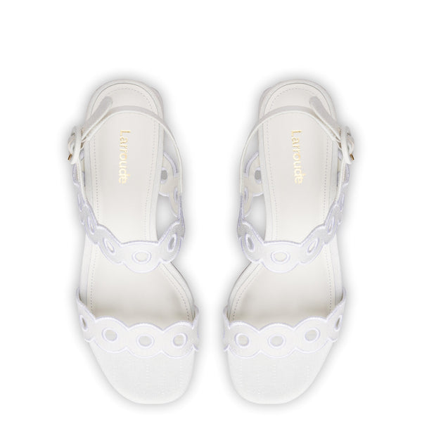 Florence Broderie Sandal In White Raffia