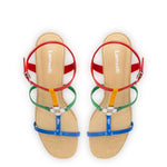 Hana Block In Multicolor Patent Leather and Raffia