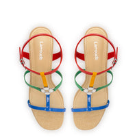 Hana Block In Multicolor Patent Leather and Raffia