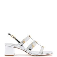 Harmony Block Sandal In Silver Specchio