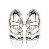 Harmony Block Sandal In Silver Specchio