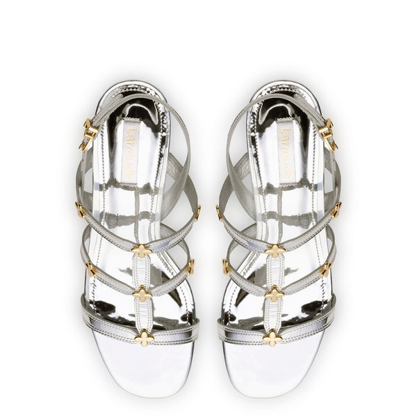 Harmony Block Sandal In Silver Specchio